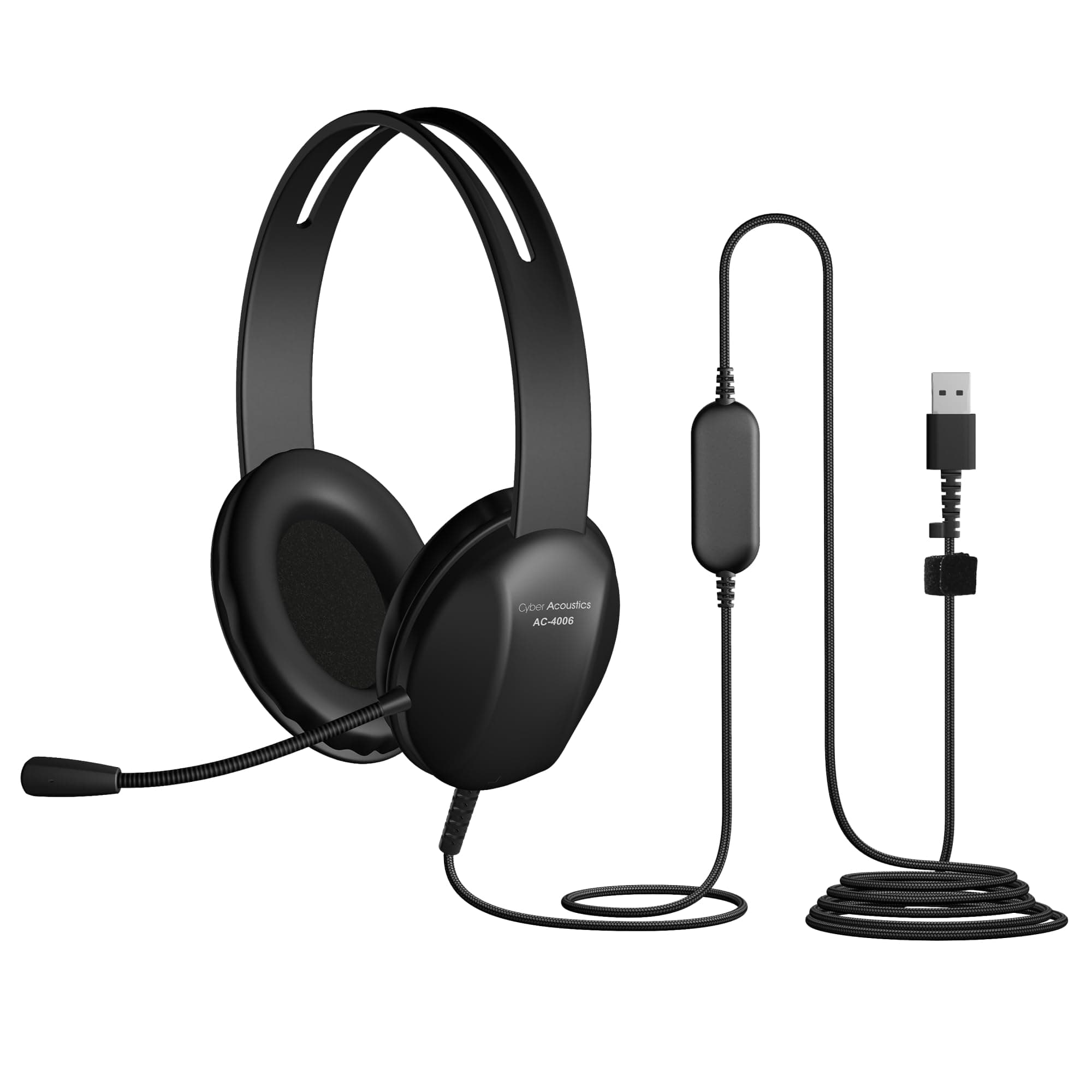 USB-A Stereo Headset (AC-4006) - Durable, Crisp, and Clear Communication in K-12 Classrooms or Home, Made with 60 Percent Recycled Plastic