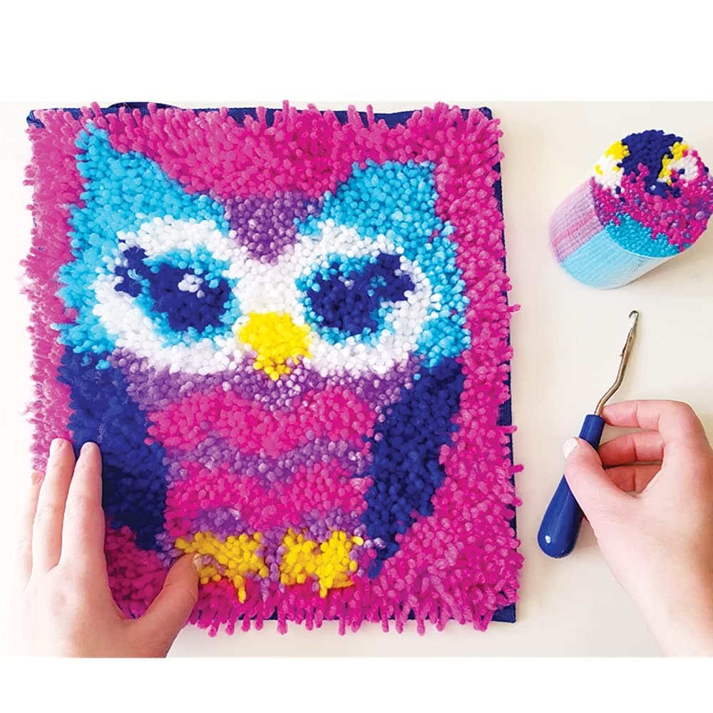 LatchKits Mini-Rug Sewing Kit The Classic Latch Hook Craft Kit - Owl