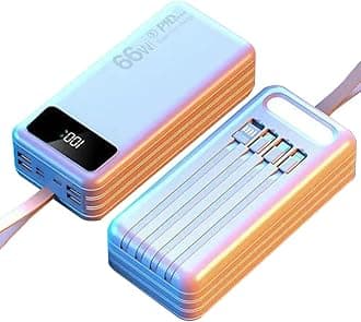 Portable Charger Power Bank, 60000mAh Fast Charging External Battery Pack with Built in USB-C(22.5W) and iOS(20W) Output Cable, Powerbank for Camping Travel(Size:60000Mah,Color:White)