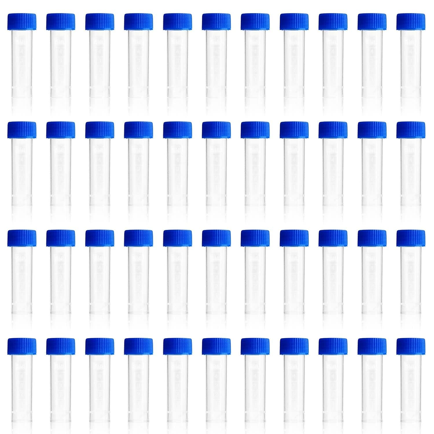 5ml Plastic Test Tubes Screw Caps Small Bottle Vial Storage Vial Storage Container for Lab-50pcs