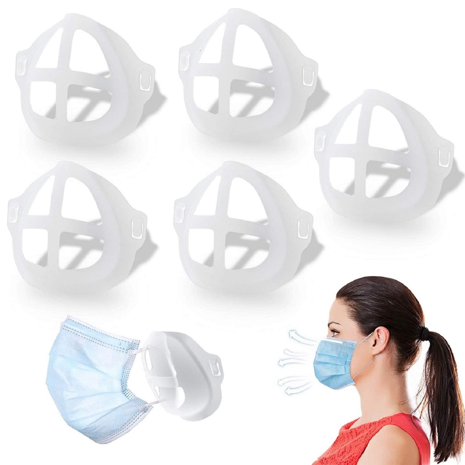 3D Mask Bracket Inner Support Frame for Face Mask Protect Lipstick, More Space Nose Protection Stand Holder Cool Smoothly Breathing Mask Guards for Under Mask Mask Accessories
