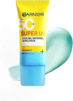 - Garnier Super UV Cooling Watergel Sunscreen SPF 50 PA++++ | Instant Cooling & 8-hr freshness |Lightweight gel |No white cast |Suitable for oily dry sensitive & combination skin | For men & women,60ml