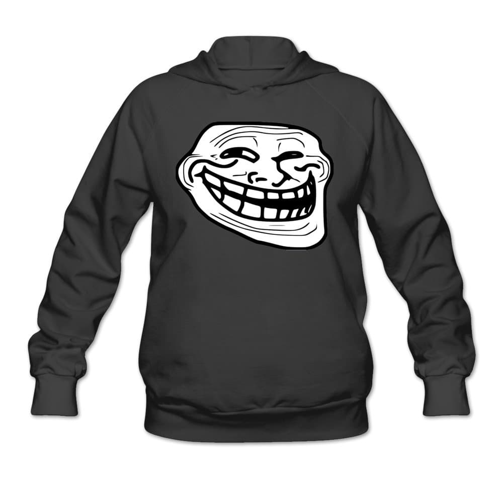 Women's Troll Face Problem Funny Hoodie Black