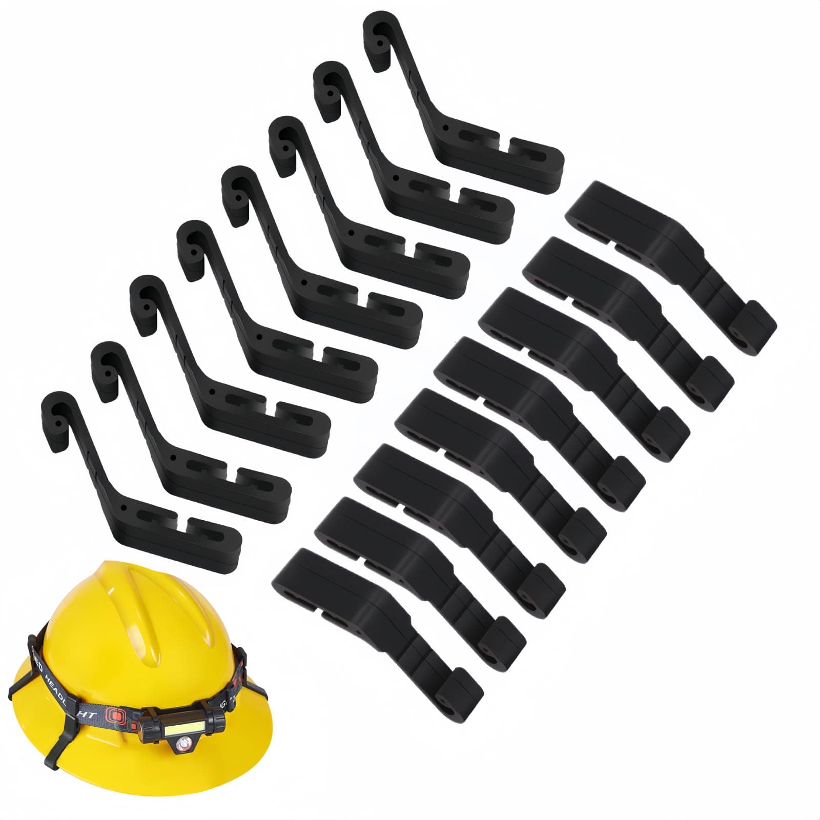 Dekeliy 16 Pack Hard Hat Light Clip, Compatible Full Brim Hard Hat Clips Helmet Light Clips for Headlamp