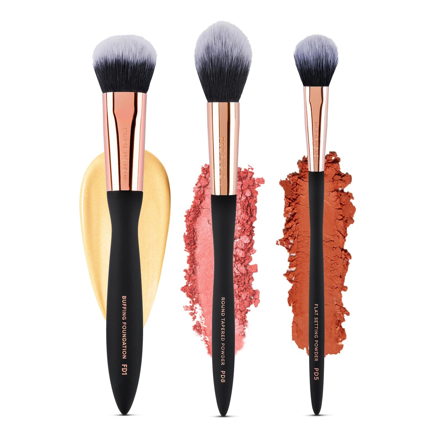 Artistry Face Essentials 3 Piece Wave Handle Face Brush Set for Flawless and Elegant Look, Enhance Your Beauty with Essential Luxurious Vegan Makeup Brushes