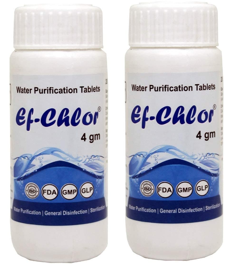 Ef-Chlor 4Gm Overhead & Underground Tank Water Purification Tablets - Combo Pack Of 2 Jars (40 Tablets) | Purify 40000L 1 Tablet Purifies 1000L Reliable Treatment Solution