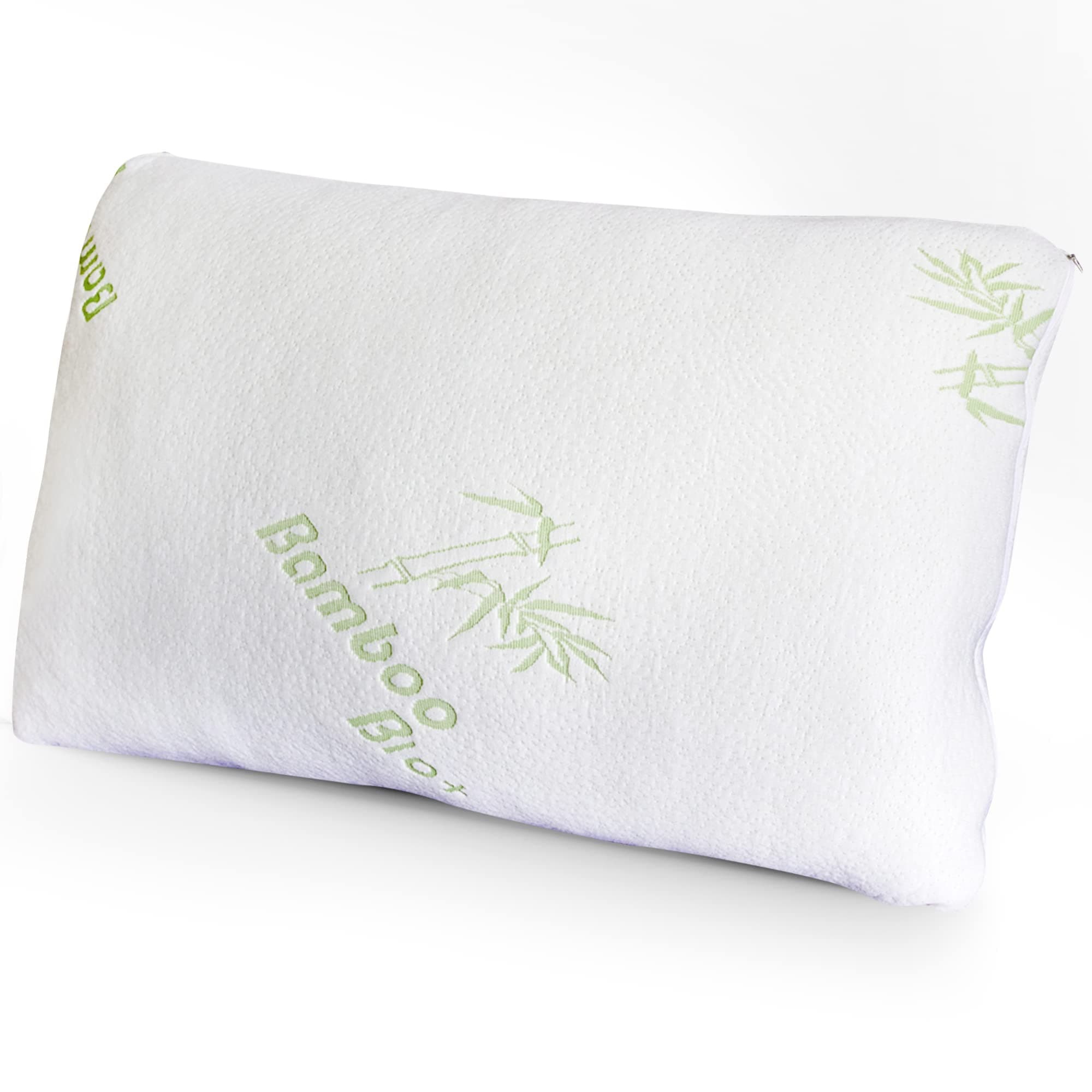 The Bamboo Pillow - Shredded Memory Foam Pillow - Comfy Pillows for Sleeping - Reduces Neck Pain and Snoring, White, Queen Size (Pack of 1)