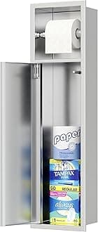 Neodrain Recessed Toilet Paper Holder, in Wall Toilet Paper Holder, 304 Stainless Steel Tissue Paper Holder with Dispense and Storage for Bathroom, Burshed
