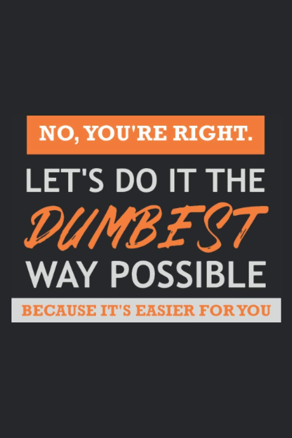 No You're Right. Let's Do It The Dumbest Way Possible Because It's Easier For You: 6 x 9 Blank Lined Notebook | Friends And Family Gag Gift