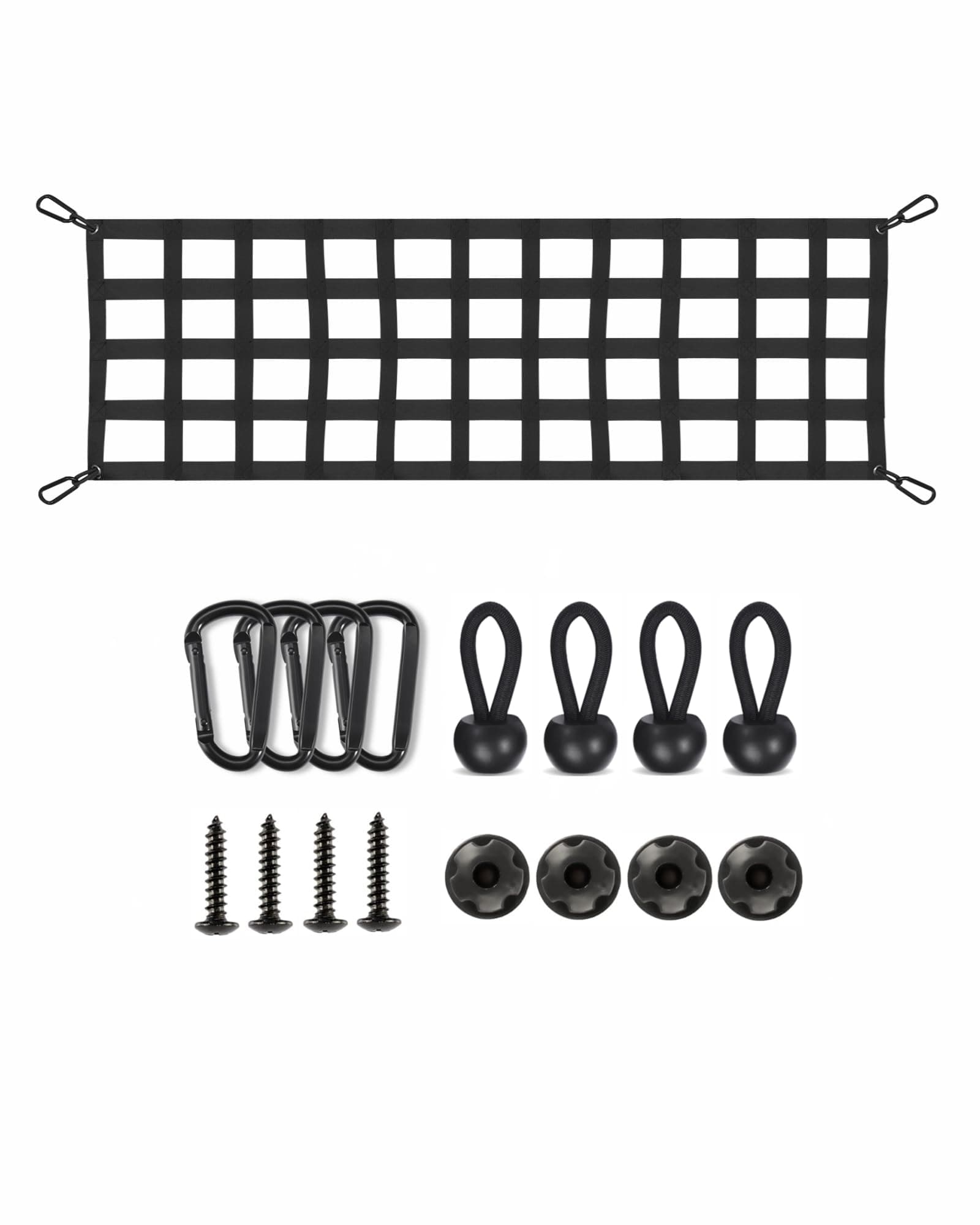 Easy-to-use Tailgate Net for Full Size Truck, 60'' x 18'' Heavy Duty Tailgate Cargo Netting with Excellent UV Protection, Fit for Trucks from Chevrolet, Ford, Toyota, GMC, Dodge RAM, Jeep (Black)