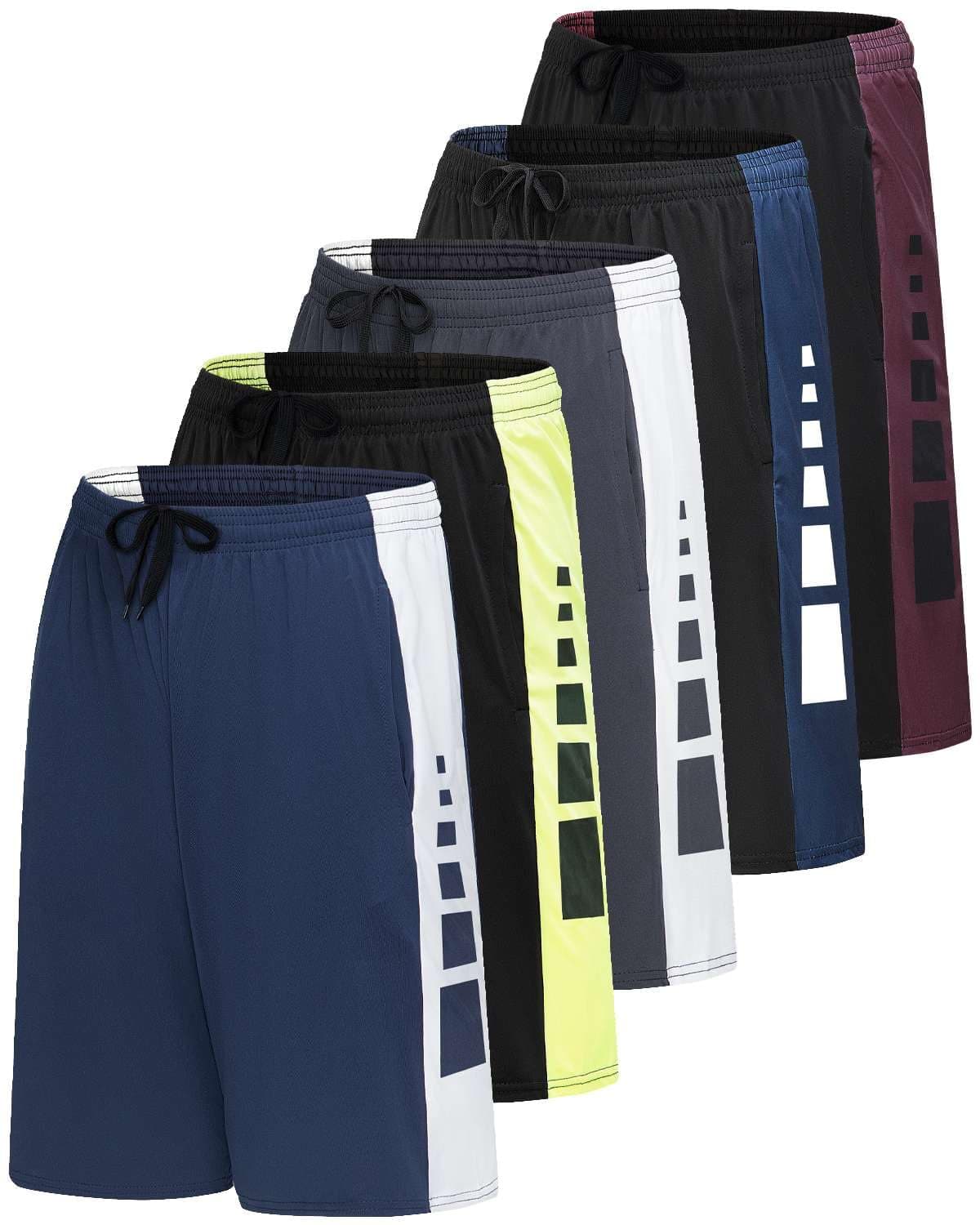 Men’s 5 Pack: 9" Dry-Fit Shorts – Athletic Gym, Workout, Basketball, Running, Casual Lounge Active Pockets