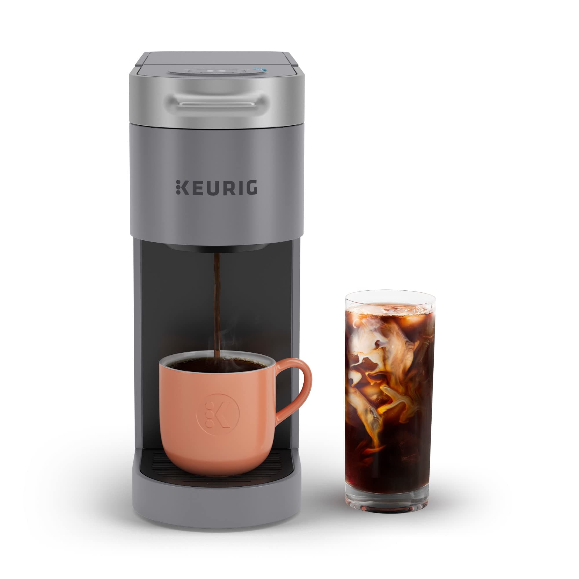 Keurig K-Slim + ICED Single Serve Coffee Maker, Hot and Cold Coffee Capabilities, Brews 8 to 12oz Cups, 46oz Removable Reservoir, Gray