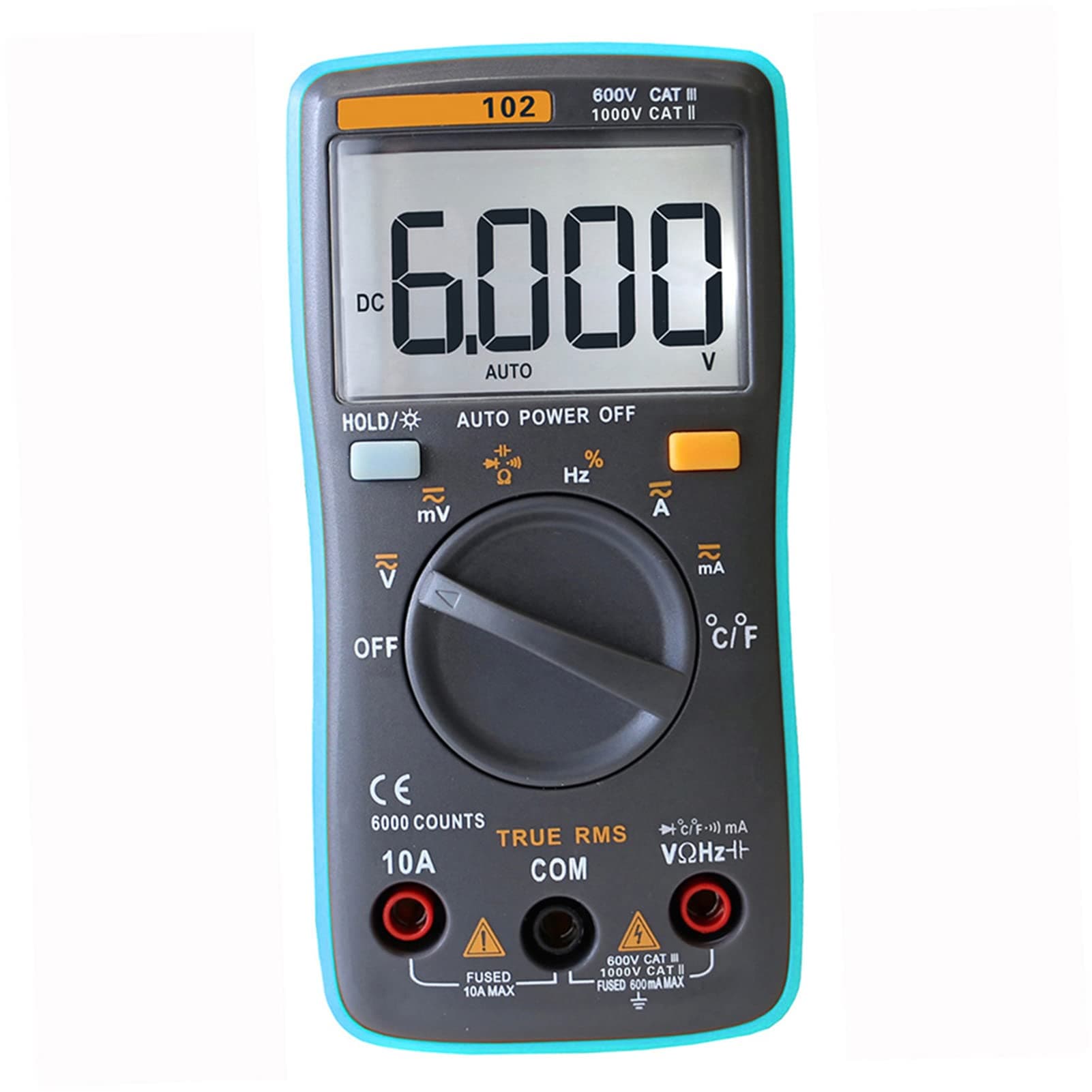 RICHMETERS RM102 True RMS Multifunctional LCD Digital Multimeter DMM DC AC Voltage Current Resistance Diode Capacitance Temperature Tester Measurement Automatic Polarity Identification Ammeter