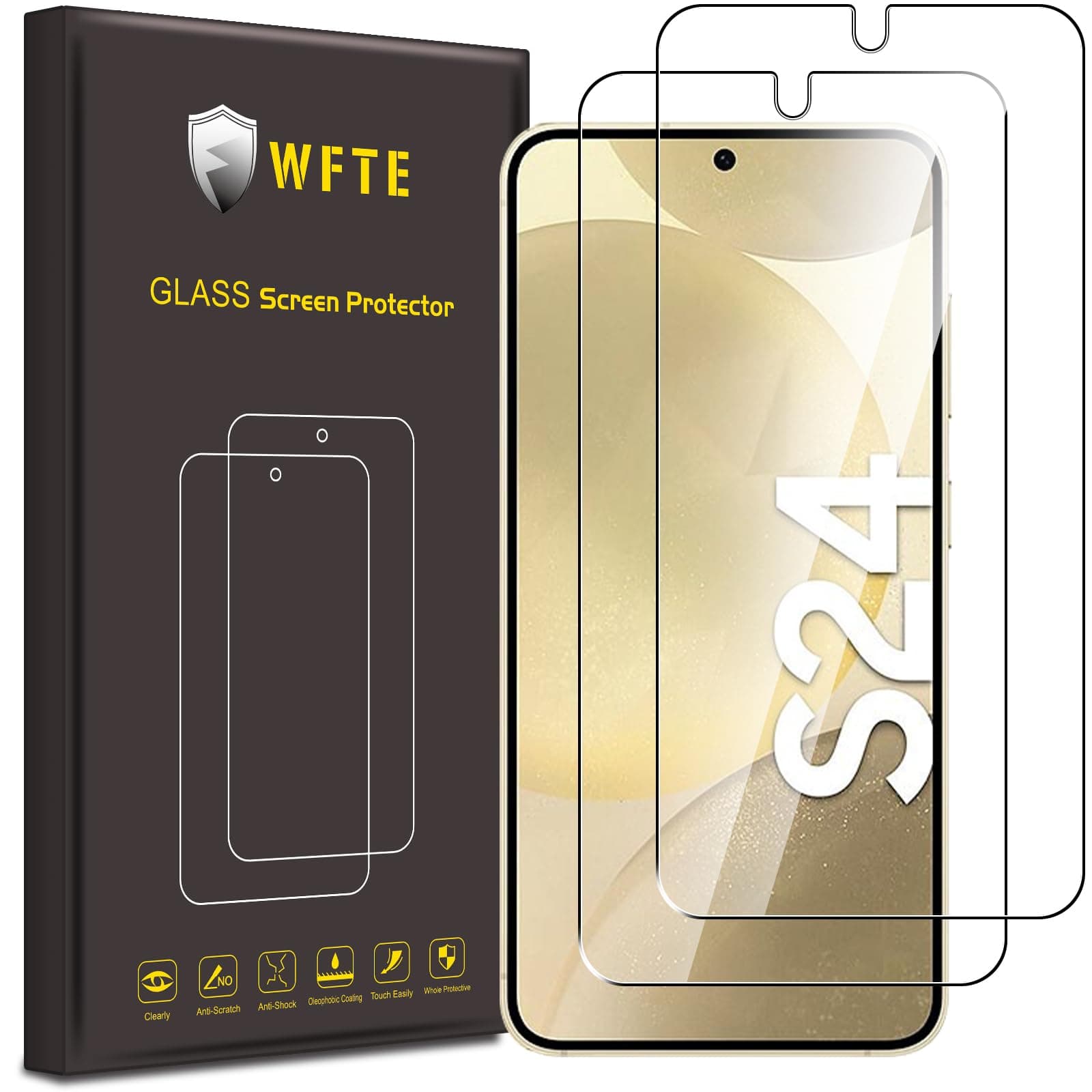 WFTE [2-Pack] Screen Protector for Samsung Galaxy S24 5G/S25 5G,Anti-Scratch,High Transparency,Anti-fingerprint,Bubble-Free,Dust-Free Premium Screen Protector Tempered Glass For Samsung S24 5G