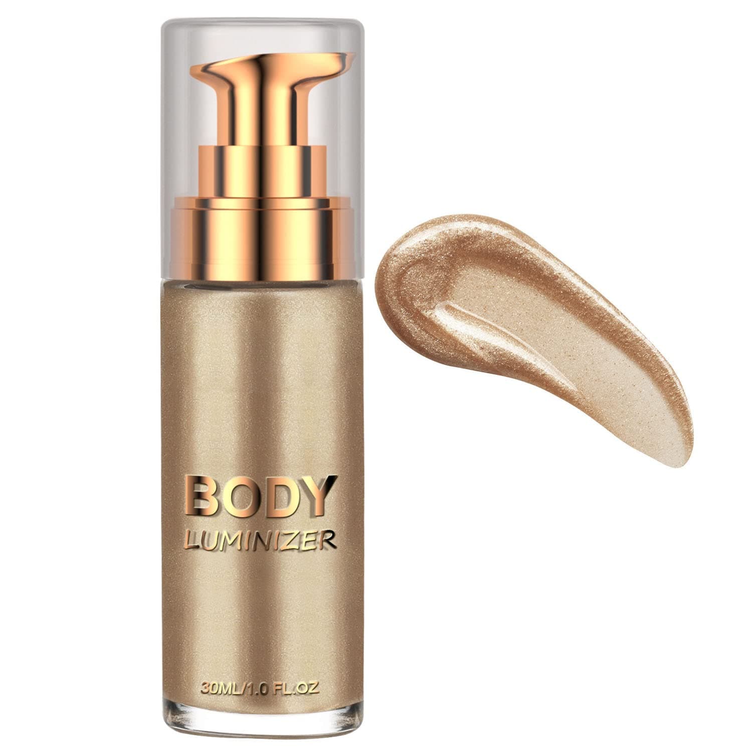 Body Luminizer, Highlighter Makeup Waterproof Moisturizing Glow Illuminator Liquid Foundation for Face & Body,Smooth Body Shimmer Lotion(#05 Champagne Gold）