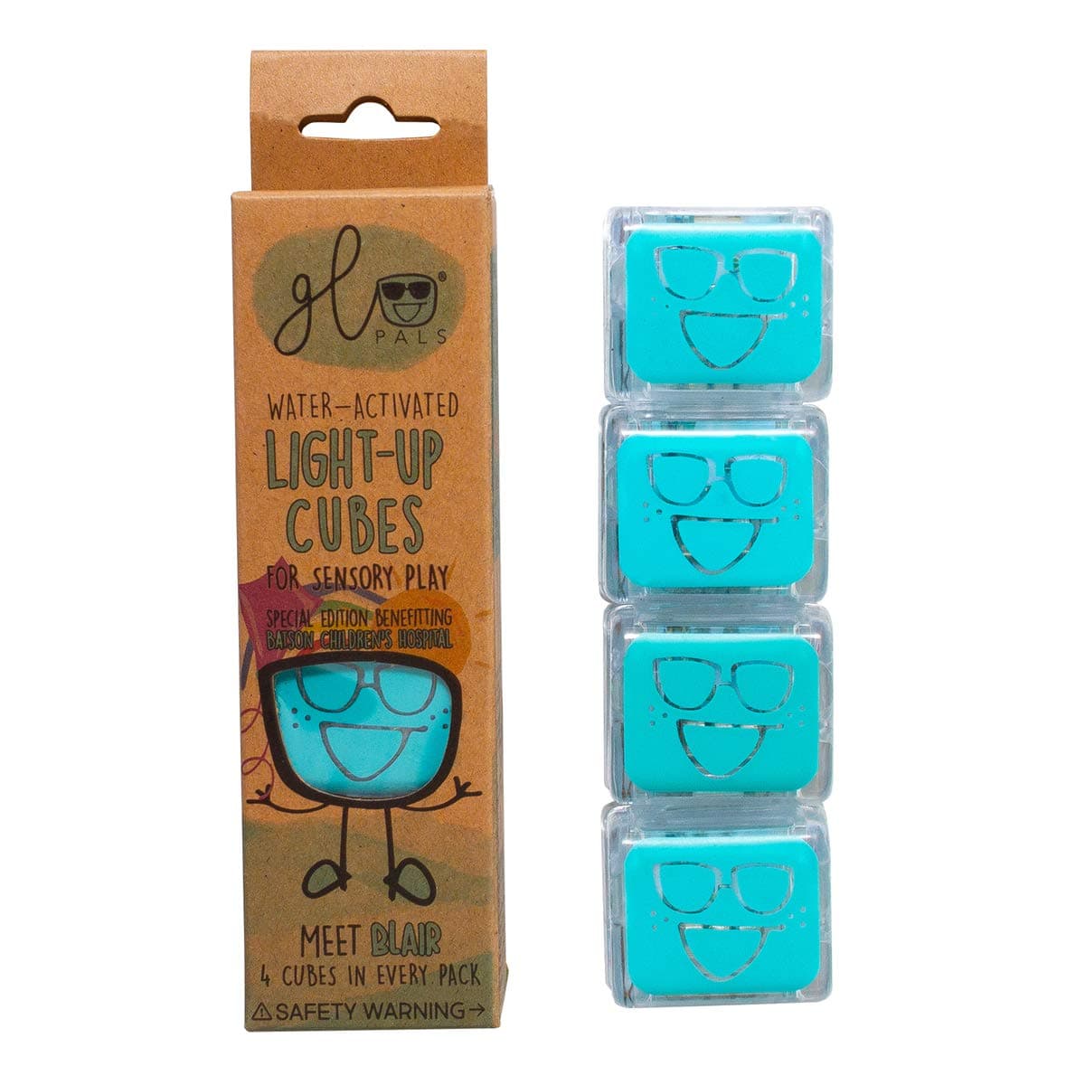 Glo Pals Light Up Sensory Devlopment Water Cubes - Blue (Set of 4)