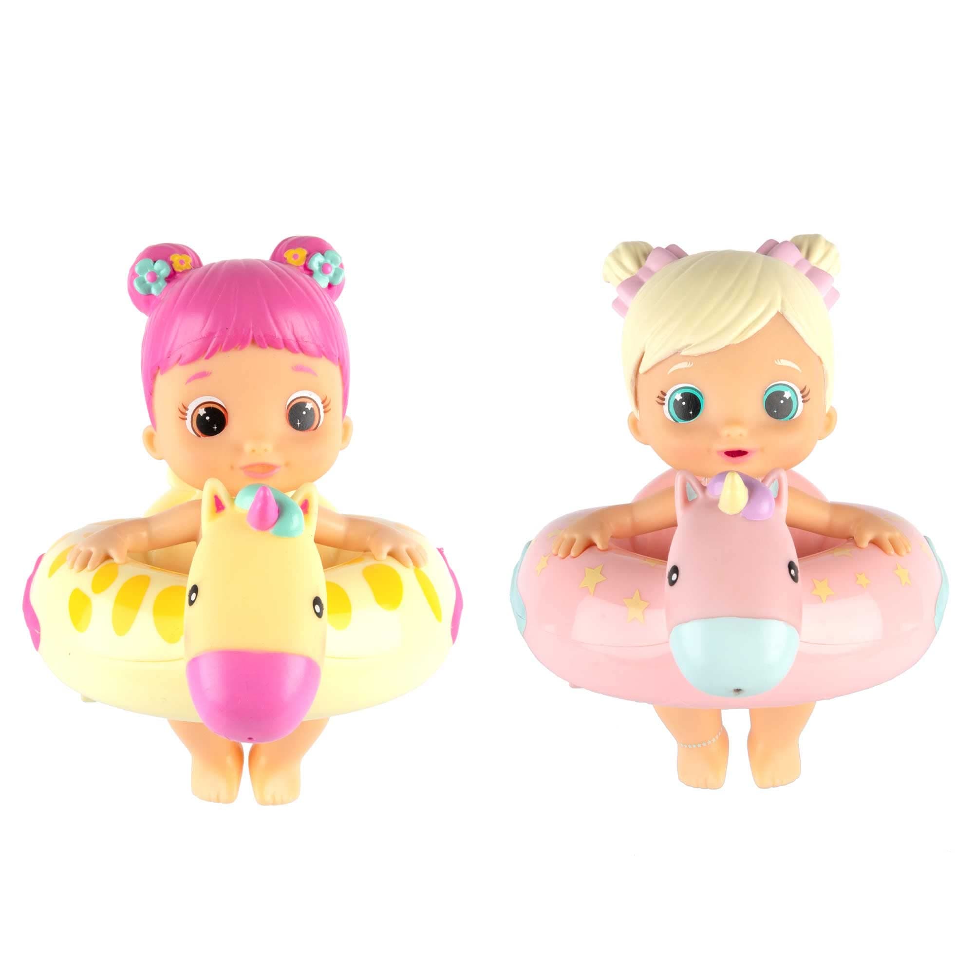 BloopiesFloaties 2 Water dolls Roxy and her Pet Izzy; They squirt Water and blow Bubbles - Bath toy for Boys and Girls