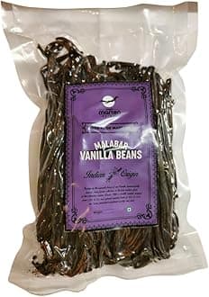 Malabar Vanilla Beans Gourmet Grade | 1.5-2% Vanillin | 25-30% Moisture | Natural & Pure | For Baking, Extract, Coffee, Brewing, Cooking | Single Origin (500g)