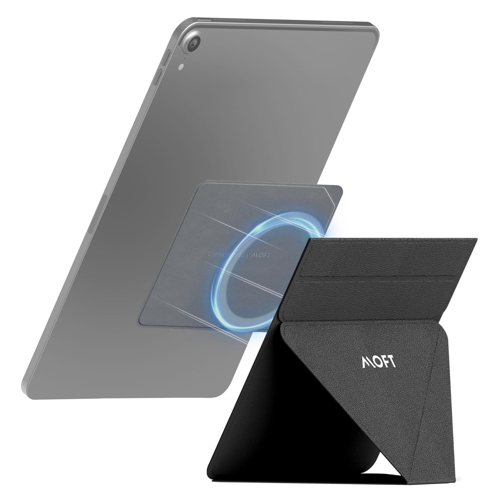 Snap Tablet Stand, Swith-Friendly with The Magic Keyboard and More, Foldable and Adjustable in Portrait or Landscape, Ultra-Slim, Compatible with 9.7" to 12.9" Tablets,Jet Black