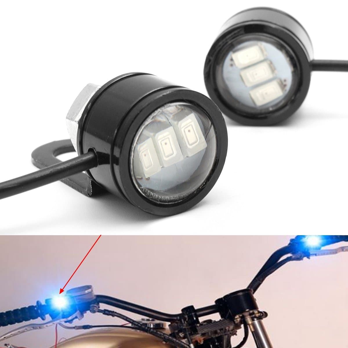 Winnerbe 2pcs LED Eagle Eye Lamp Strobe Flash DRL Bicycle Motorcycle Car ATV Light Blue