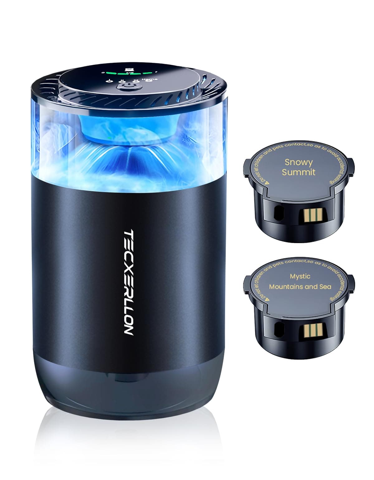 TECXERLLON Smart Car Air Freshener, Car Diffuser with Mist Light & 2 Diffusers Oil Refills for 3200 Sprays, 3 Scent Modes, Auto On/Off, Long Lasting Car Air Freshener for Car, Home, Office, Bedroom