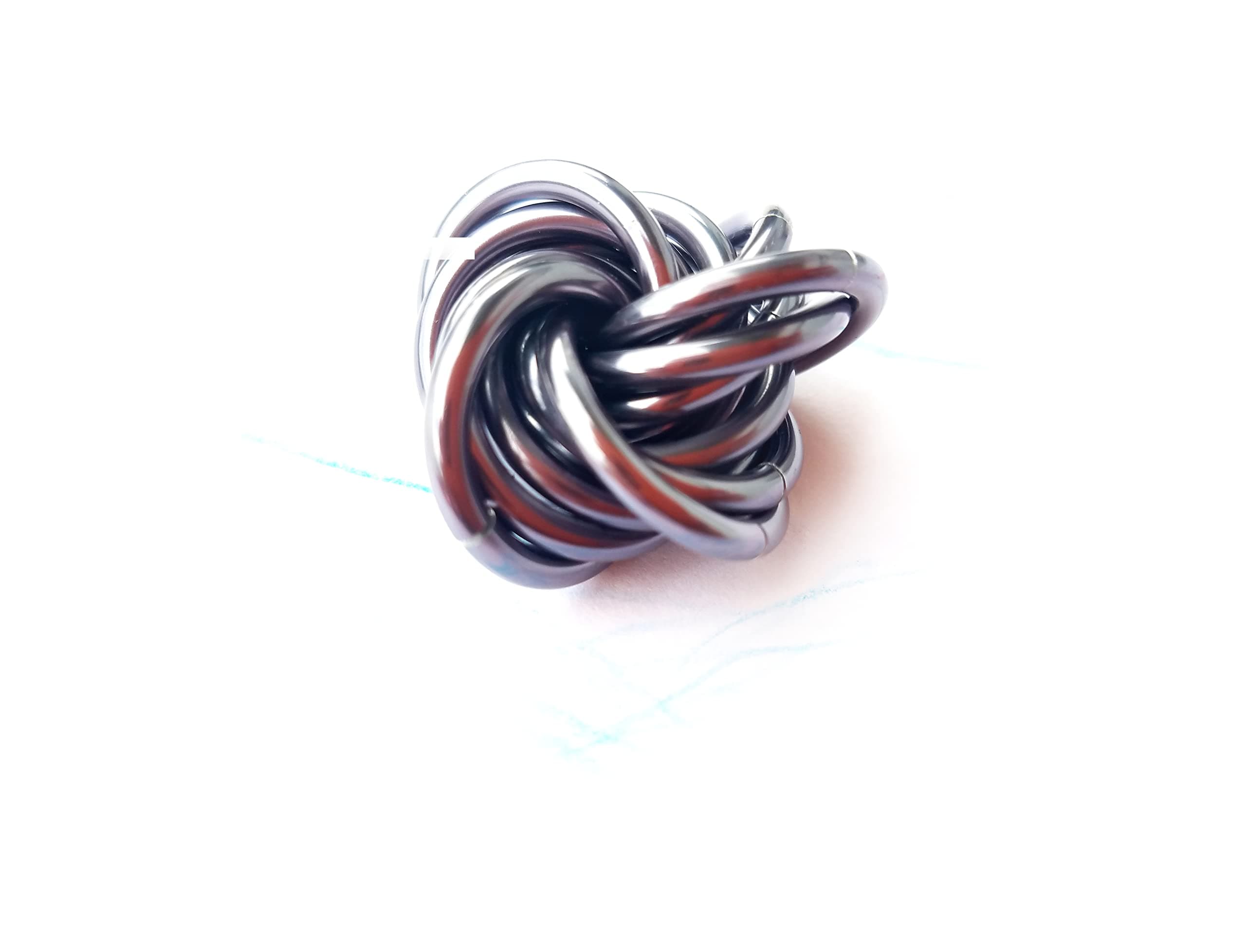 Möbii Fidget Ball (Solid Color): Quiet Mobius ADHD Anxiety Stim Stress Relief Toy Tool for Home Travel Office or Desk (Small, Full, Mercury Silver)