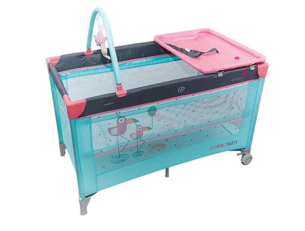 Olmitos Flamingo Travel Cot, Multi-Colour