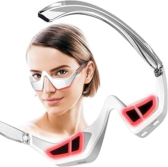 Under-Eye Red Light Therapy Device, Red Light Therapy Glasses Microcurrent Eye Massager Red Light Eye Mask for Eye Bags Dark Circles Puffiness Wrinkles Fine Lines, Gray
