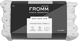 Fromm Softees Air Microfiber Lightweight Salon Hair Towels for Hairstylists, Barbers, Spa, Gym in White, 15.5" by 25.5", 6 count Perfect Hair Care Towel for Drying Curly, Long, Wavy Hair