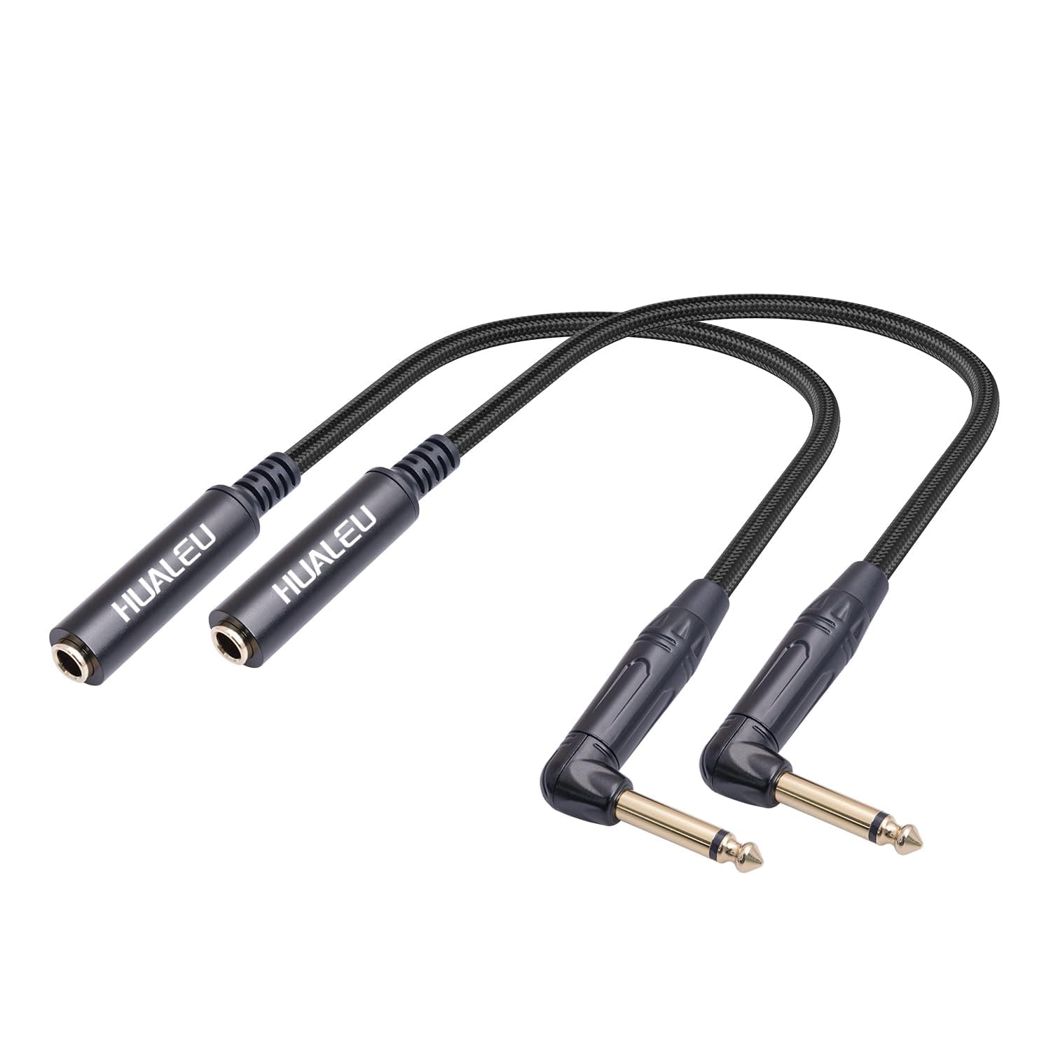 2-Pack 1FT 1/4 Inch Right Angle TS Male to 1/4 Inch TS Female Adapter, 6.35mm 1/4" Mono Connector for Bottom Plug Guitar/V-Shape Guitar/Front Facing Jack Guitar