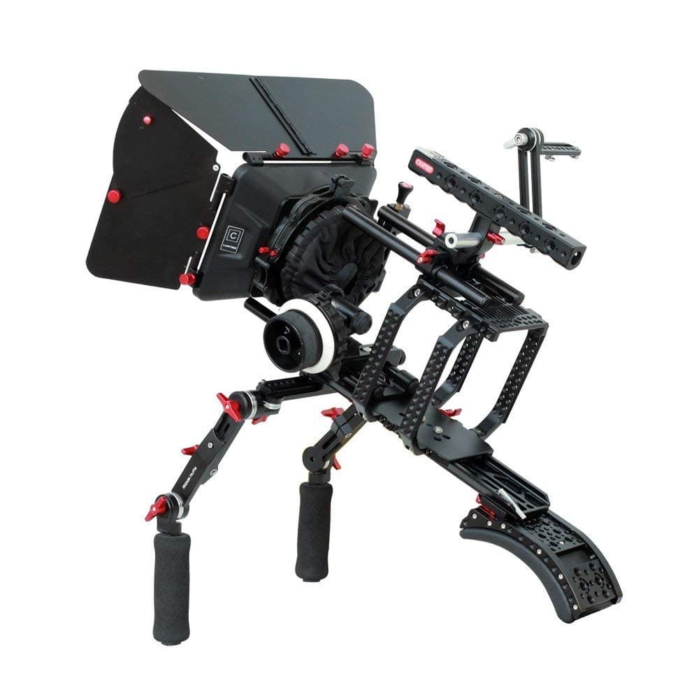 CAMTREE HUNT CNC Made Camera cage for Scarlet /Epic Camera. with Dovetail Plate for Shoulder Mount Rig & Tripod Mount. Comes w Matte-Box & Follow Focus. Robust & Secure (CH-RSE-SRK)