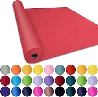 SMART&CASUAL 24" x 2,520" (210') Red Kraft Craft Paper Roll for Gift Wrapping Bulletin Board Bouquet Flower Kids Art Packing Parcel Table Covering 80GSM 55LB (Red, 24" x 210')