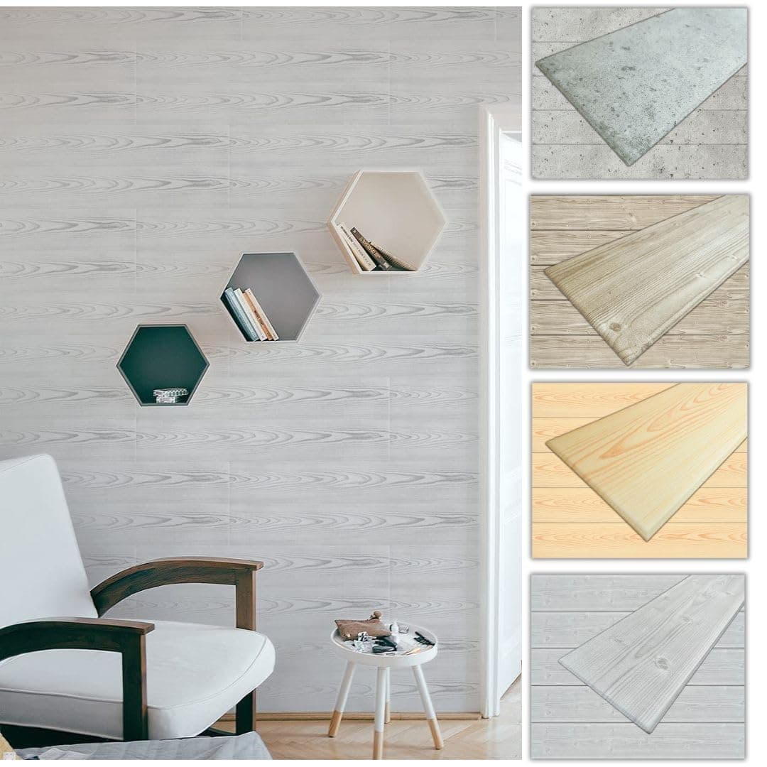 Polystyrene Ceiling Tiles Storyfoam Panels Cladding Tile Light Grey Wood Plank Effect (12 Panks - 2m2 Coverage)