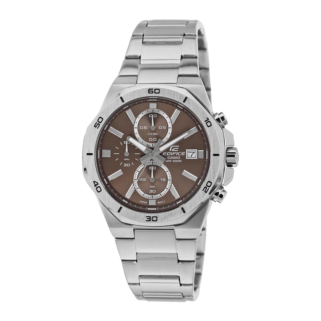 Casio Edifice EFV-640D-5AVUDF Brown Analog Dial Silver Stainless Steel Band Men's Watch Chronograph 100M Water Resistant ED585