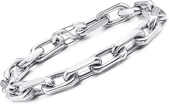 - Link Chain Bracelets for Men - Cool Mens Bracelets Diamond-Cut Paperclip Solid Chain Bracelet Chunky Stainless Steel Jewelry Trendy Gifts
