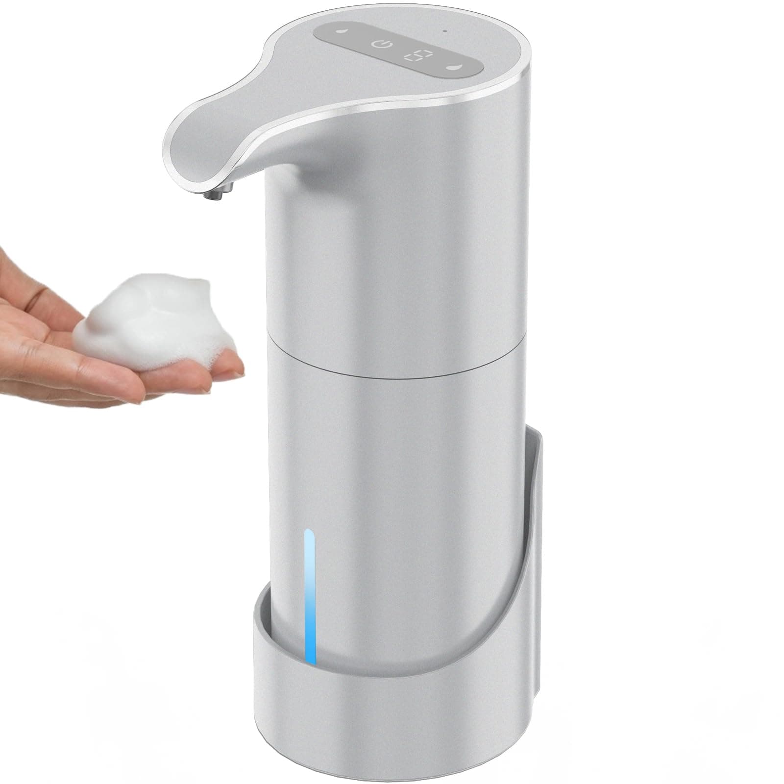 YIKHOM Automatic Foaming Soap Dispenser, 7-Level Adjustable Touchless Soap Dispenser Electric, Rechargeable Foam Hand Soap Dispenser for Bathroom Kitchen, 13.5 oz/450mL