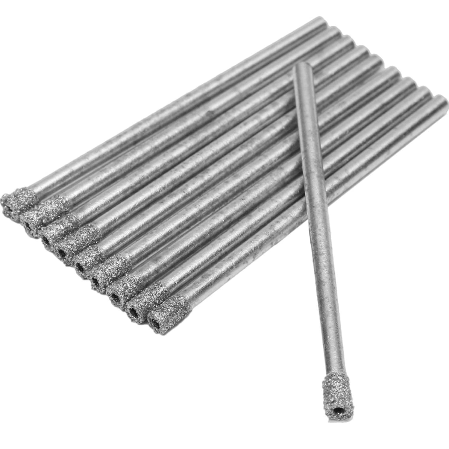 Drilax 10-Pc 1/8" Diamond Hollow Core Drill Bit Set | Dremel Compatible Diamond Drill Bits for Glass, Stone, Ceramic & Tile