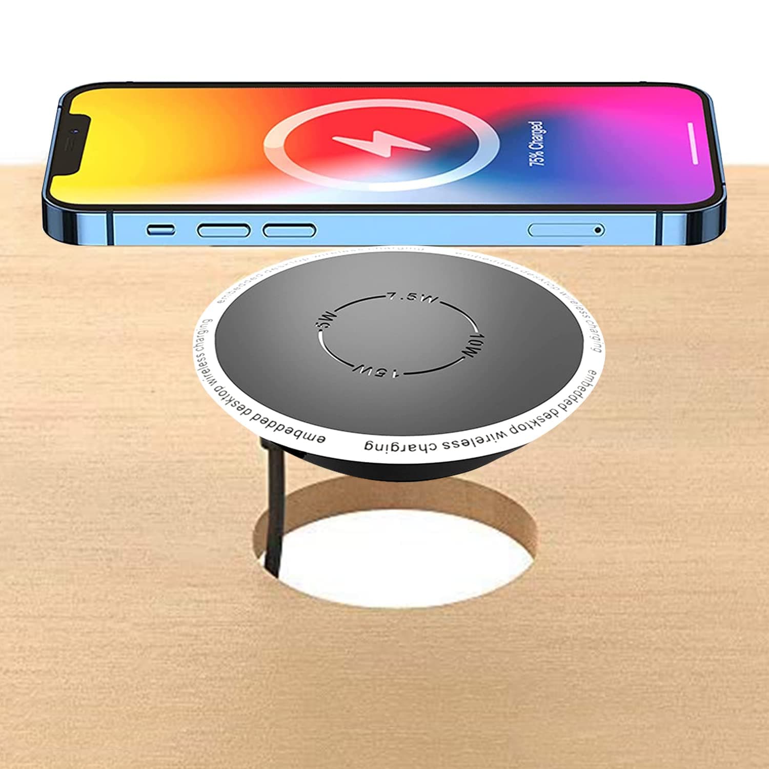 YMY Embedded Desktop Wireless Charger, QI Standard Wireless Fast Charging Station 5W 7.5W 10W 15W Invisible Wireless Charger Compatible with i-Phone 12,11,XS Etc