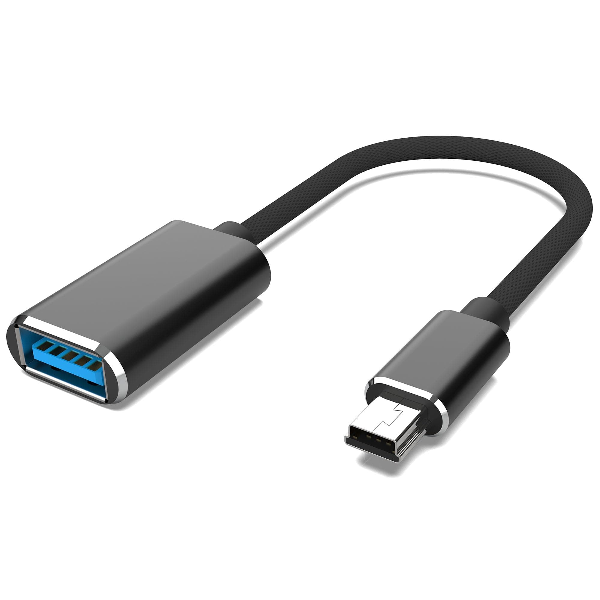 Mini USB OTG Cable for Digital Cameras - USB A Female to Mini USB B 5-pin Male Adapter Braided Cable