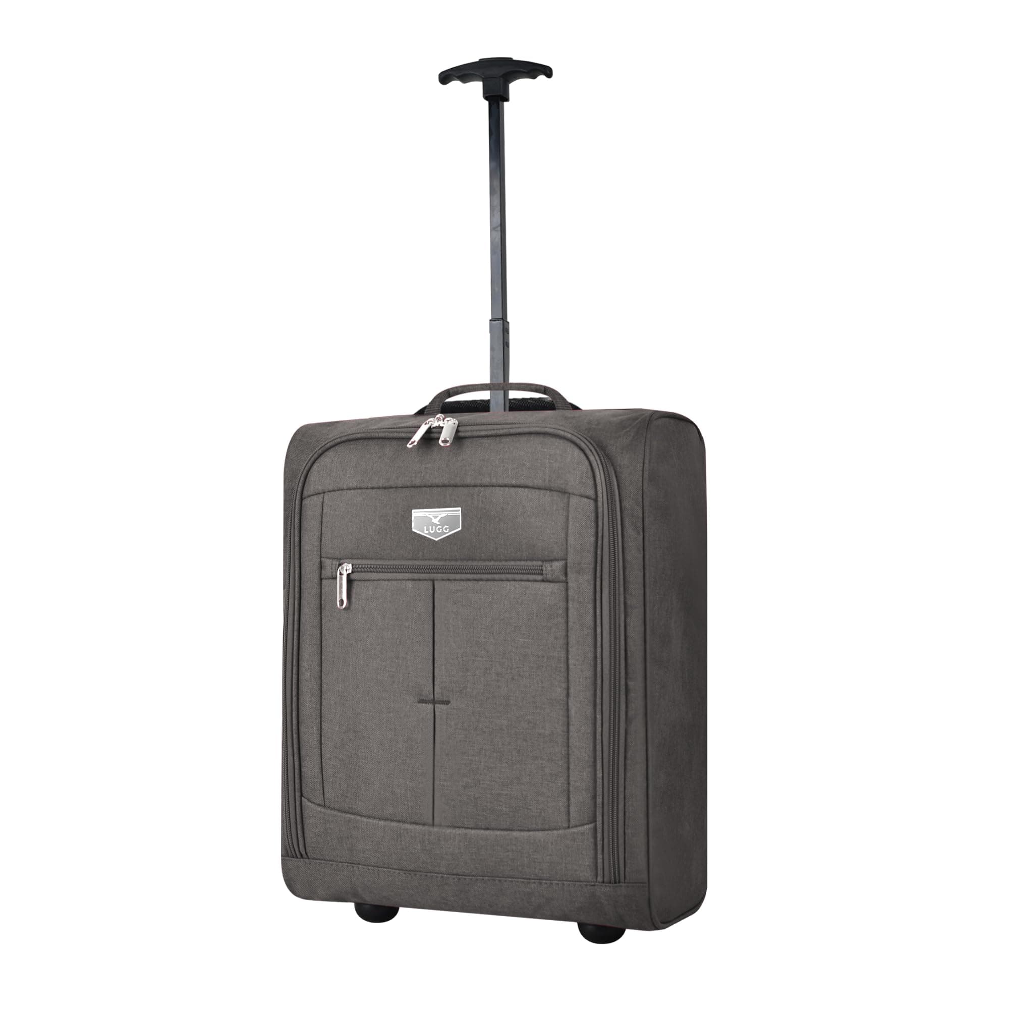Lightweight Cabin Size Luggage - Durable 600D Snowflake Polyester - Push Up Trolley, Strong Wheels - Easyjet, Ryanair, British Airways - Overhead Locker (45x36x20cm)