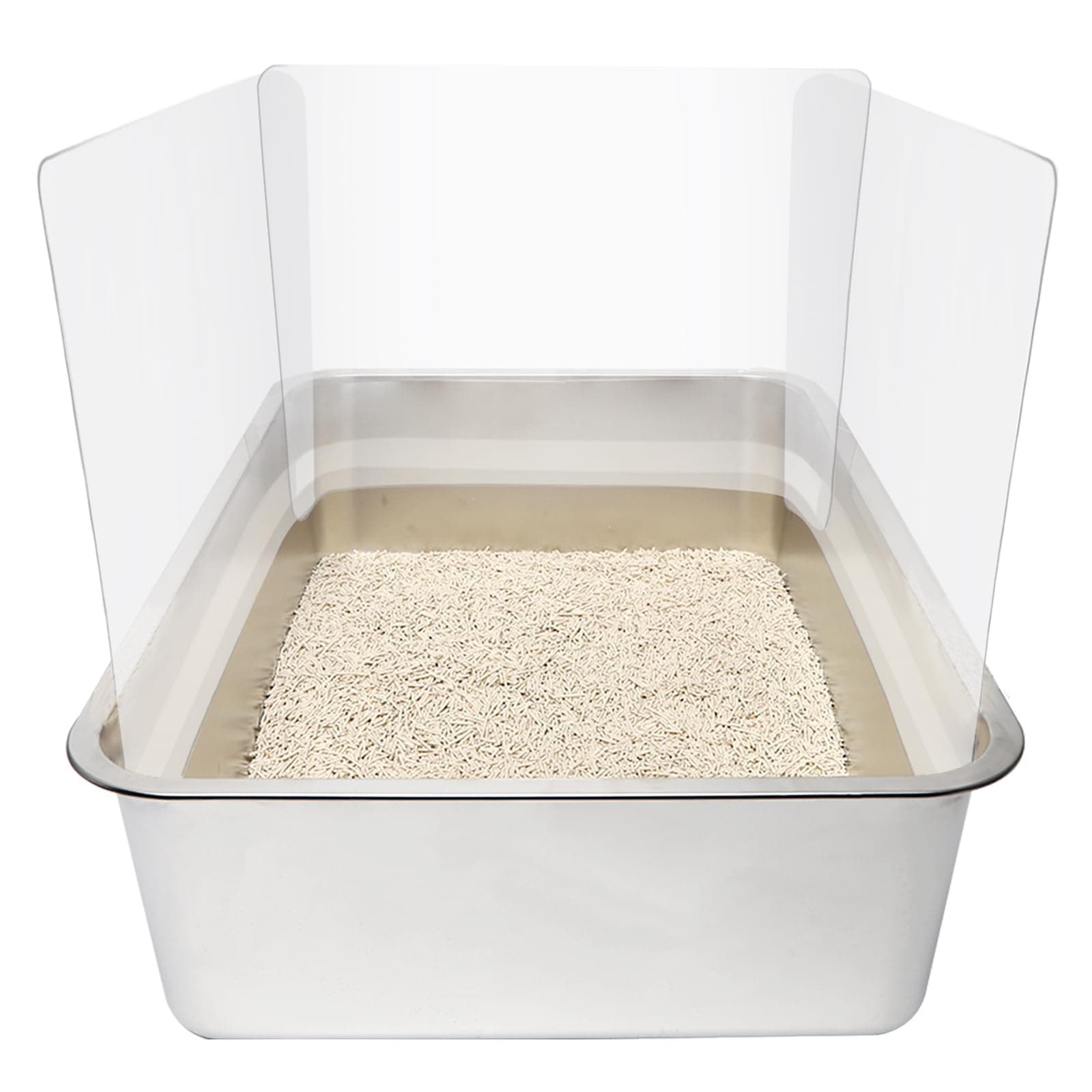 3PCS Cat Litter Box Pee Shields,Transparent Easy Clean Splash Guard for Open Top Litter Pan 14.5×11.5in- Litter Box Not Included (3, Clear)