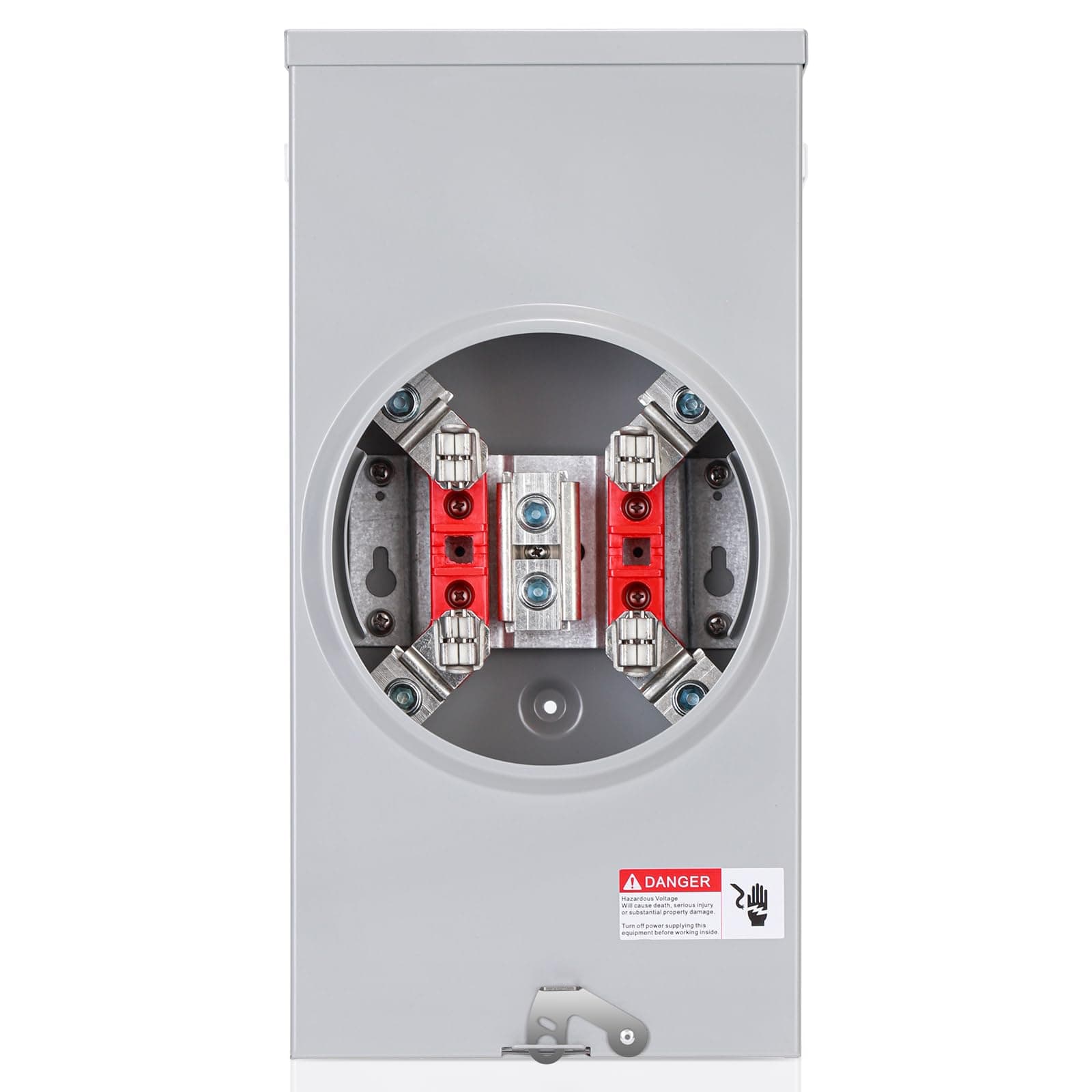 Briidea 200 Amp Meter Socket with 4 Jaw, 600V 1 Phase 3 Wire Ringless Type, with Horn Bypass, Suitable for Overhead/Underground Feed