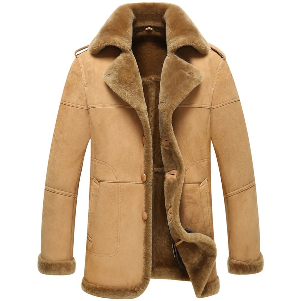 Leather Jacket Man Shearling Coat Sheepskin Jacket B-3 Bomber Outerwear Flight Coat