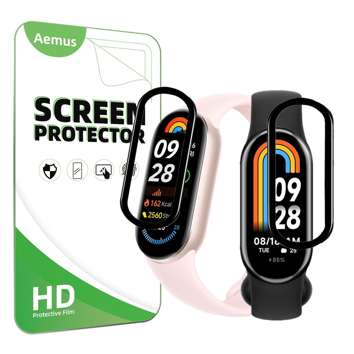 Screen Protector Compatible for Xiaomi Mi Smart Band 10 (2025) 3D Curved Soft Edge Film (3 Pack) Compatible for Mi Band 8, Smart Band 9 Protective Film