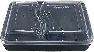 SNH Packing 12 Pieces Disposable Microwave Container Rectangular - 2 Compartment