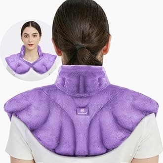 - Microwavable Heat Pad for Neck and Shoulders, Weighted Microwave Moist Heating Wrap for Pain Relief Sore Muscle Stress Tension, Heated Wrap with Aromatherapy, Hot & Cold Compress, Purple