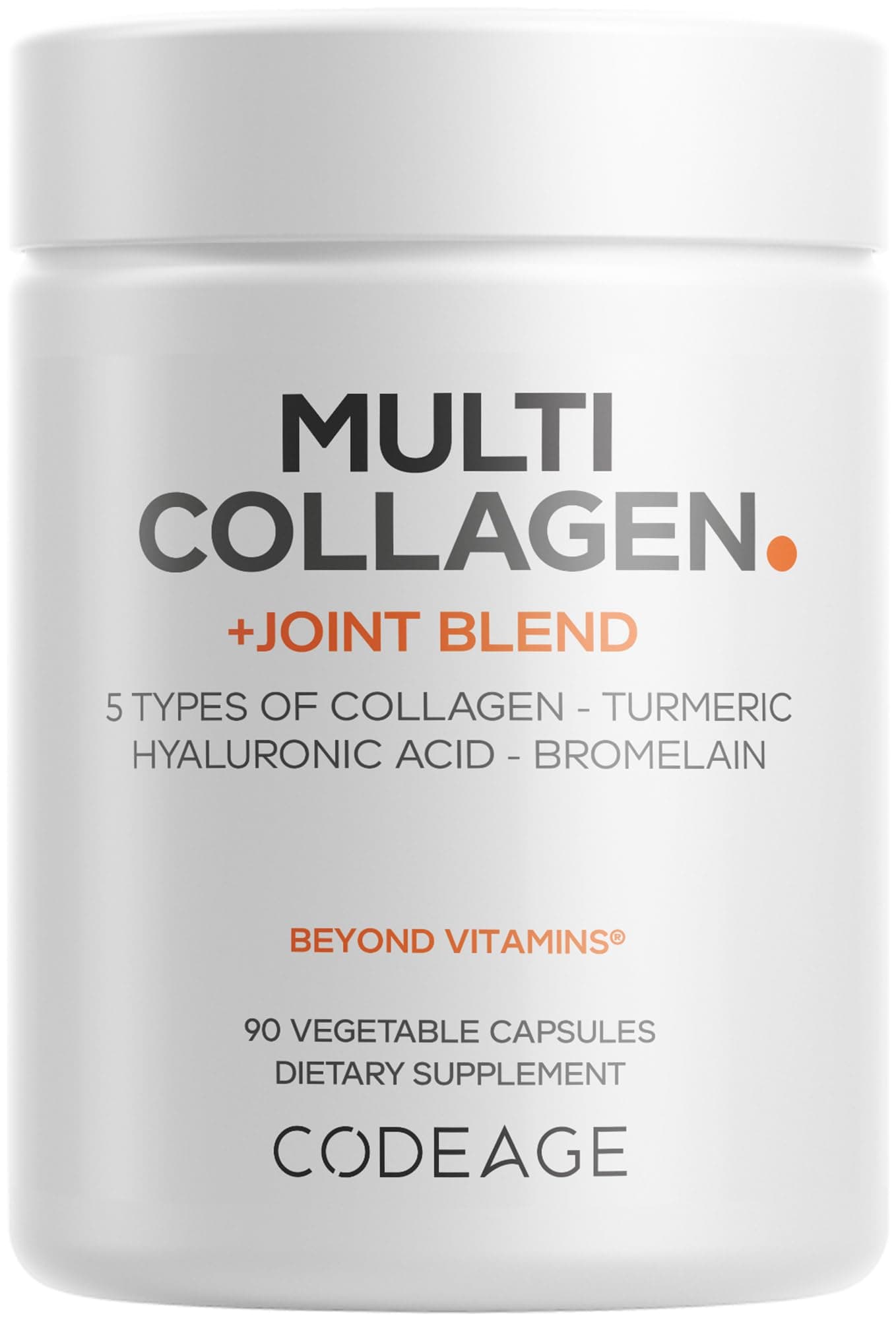 Multi Collagen Protein + Joint Blend Supplement, Hyaluronic Acid, Bromelain, Turmeric, Ginger, Boswellia, Astaxanthin - Hydrolyzed Bovine Collagen - 5 Collagen Types - Non-GMO - 90 Capsules
