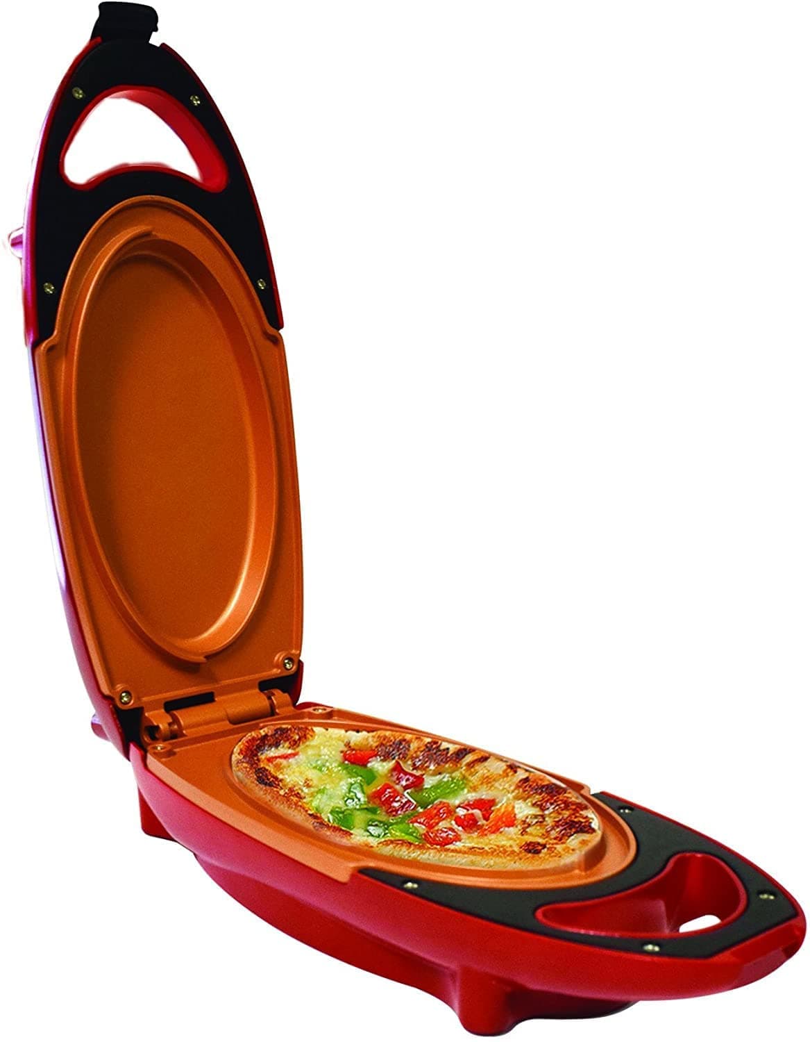 Red Copper 5-Minute Chef Omelette Pan Non-Stick Omlette Maker Egg Cooker That Will Cook Paninis Pancakes Your Favourite Meals in 5 Minutes or Less Easy Clean Grill Plate
