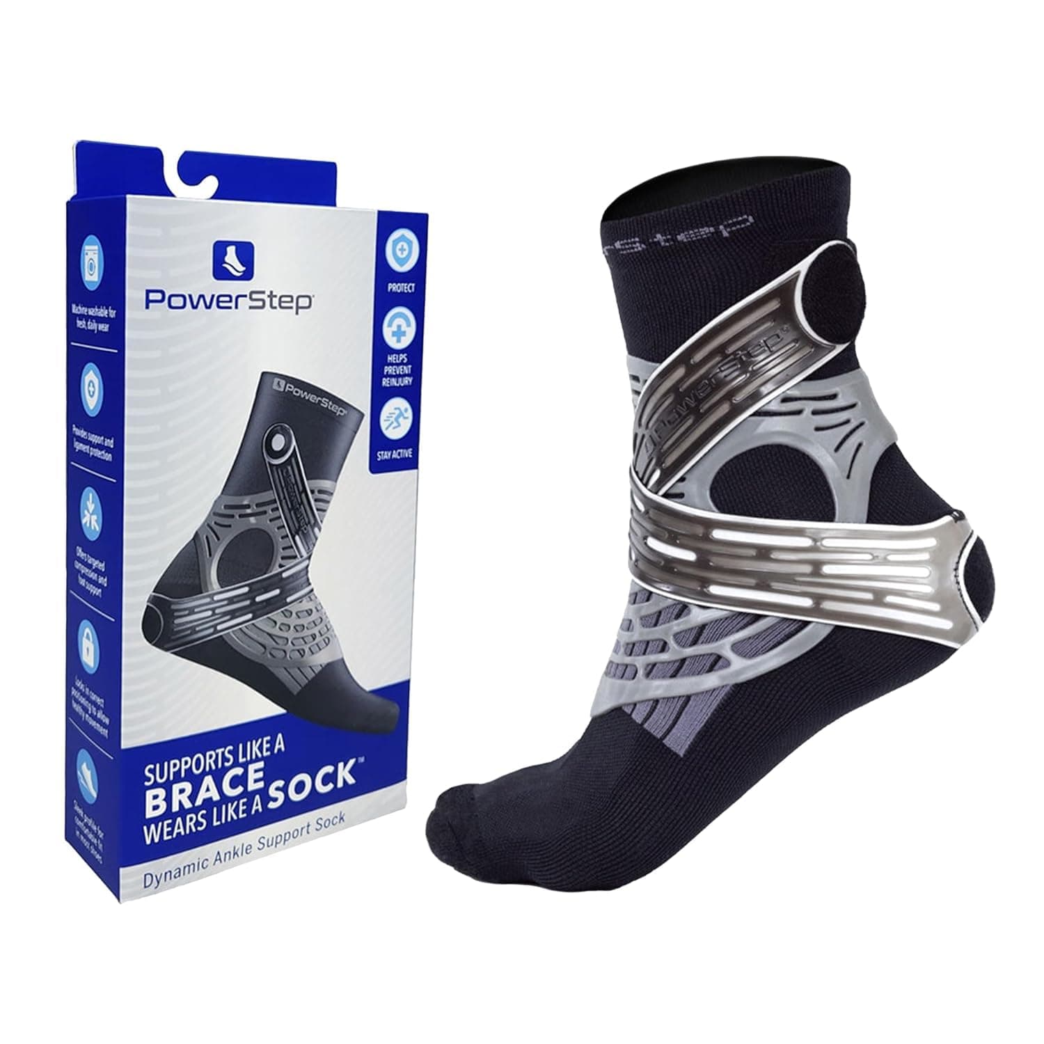 Dynamic Ankle Support Sock, Ankle Brace and Ankle Compression Sock, for Flexibility, Ankle Support and Injury Prevention, Pain Relief, Unisex (Left Large, Men's 10-12.5, Women's 11-13.5)
