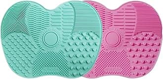 2 Pack Silicone Makeup Brush Cleaning Mats – Multi Textured Brush Cleaner Pads with Strong Suction Cups – Portable, Durable & Reusable Washing Tools for Deep Cleaning Cosmetic Brushes